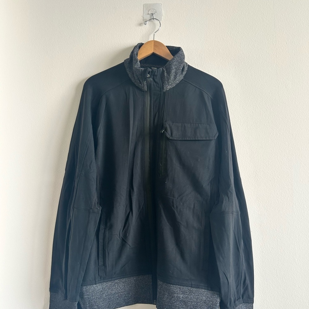 Lululemon Men's Black and Gray Jacket Front Zip XXL